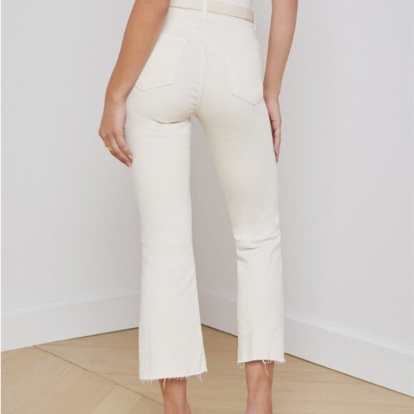 L'AGENCE Kendra Cropped Flare Jean In Vintage White, 29 - Picture 2 of 5